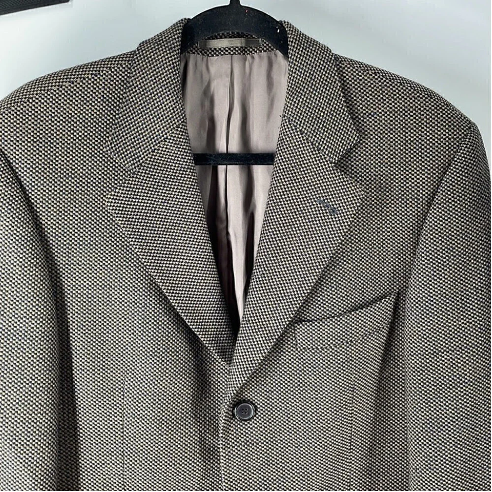 HUGO Boss suit jacket sports coat nails head browns blues 100% virgin wool sz 40